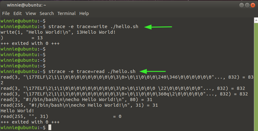 strace command output